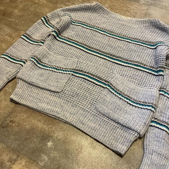 victoria’s secret light blue pinstriped sweater with oversized pockets size xs - Picture 3 of 8